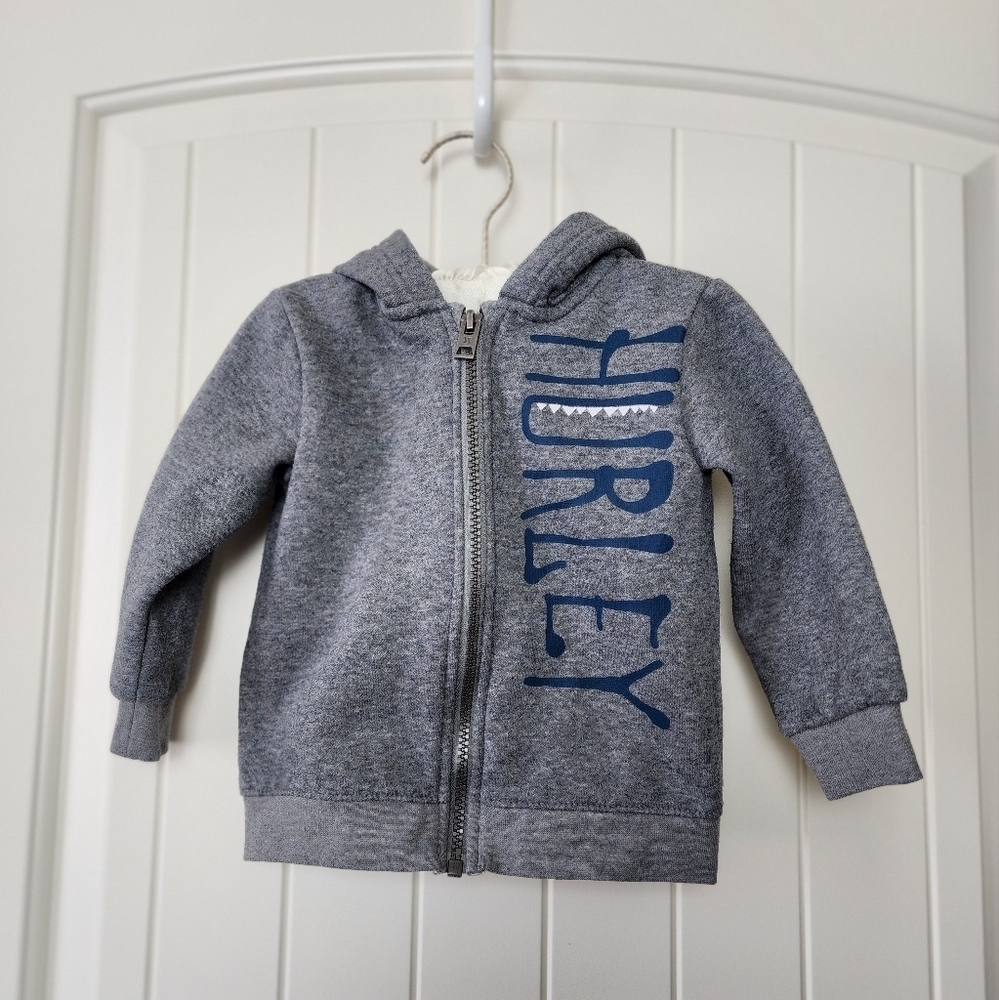 Hurley  Gray Full Zipper Boys Hoodie Size  18M